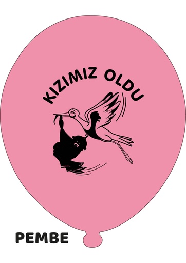 [YCK-HBB11-853] 12" Kızımız Oldu Pembe 1+1 - 100 Adet