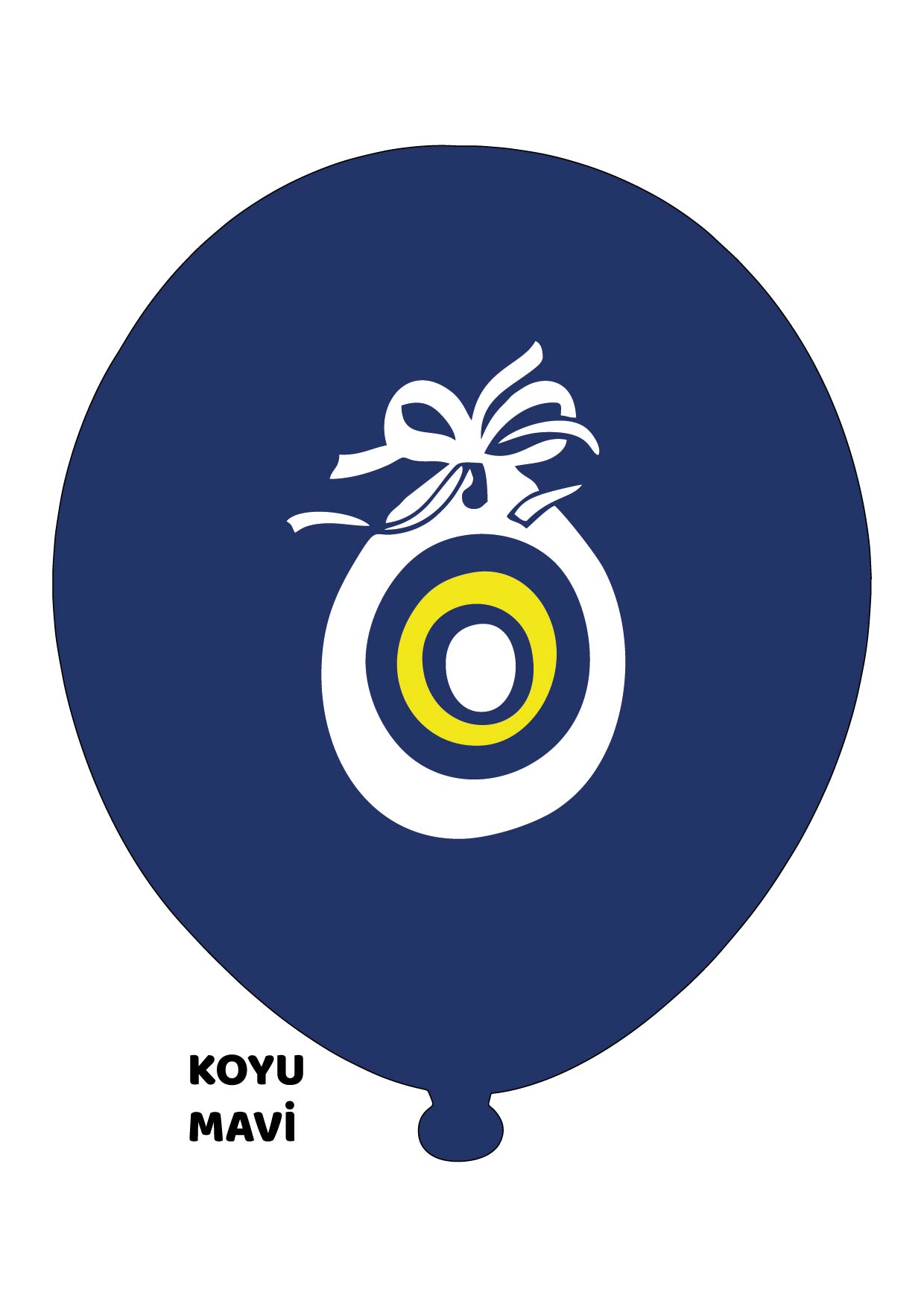 12" Nazar Boncuk Baskılı Balon Koyu Mavi 2+0 -100 Adet
