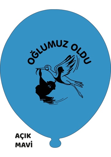 [YCK-HBB11-860] 12" Oğlumuz Oldu Açık  Mavi 1+1 - 100 Adet