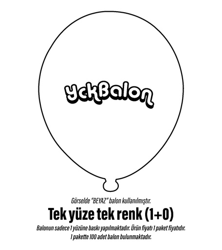 200 Adet Tek Yüze Tek Renk Baskılı Balon 1+0