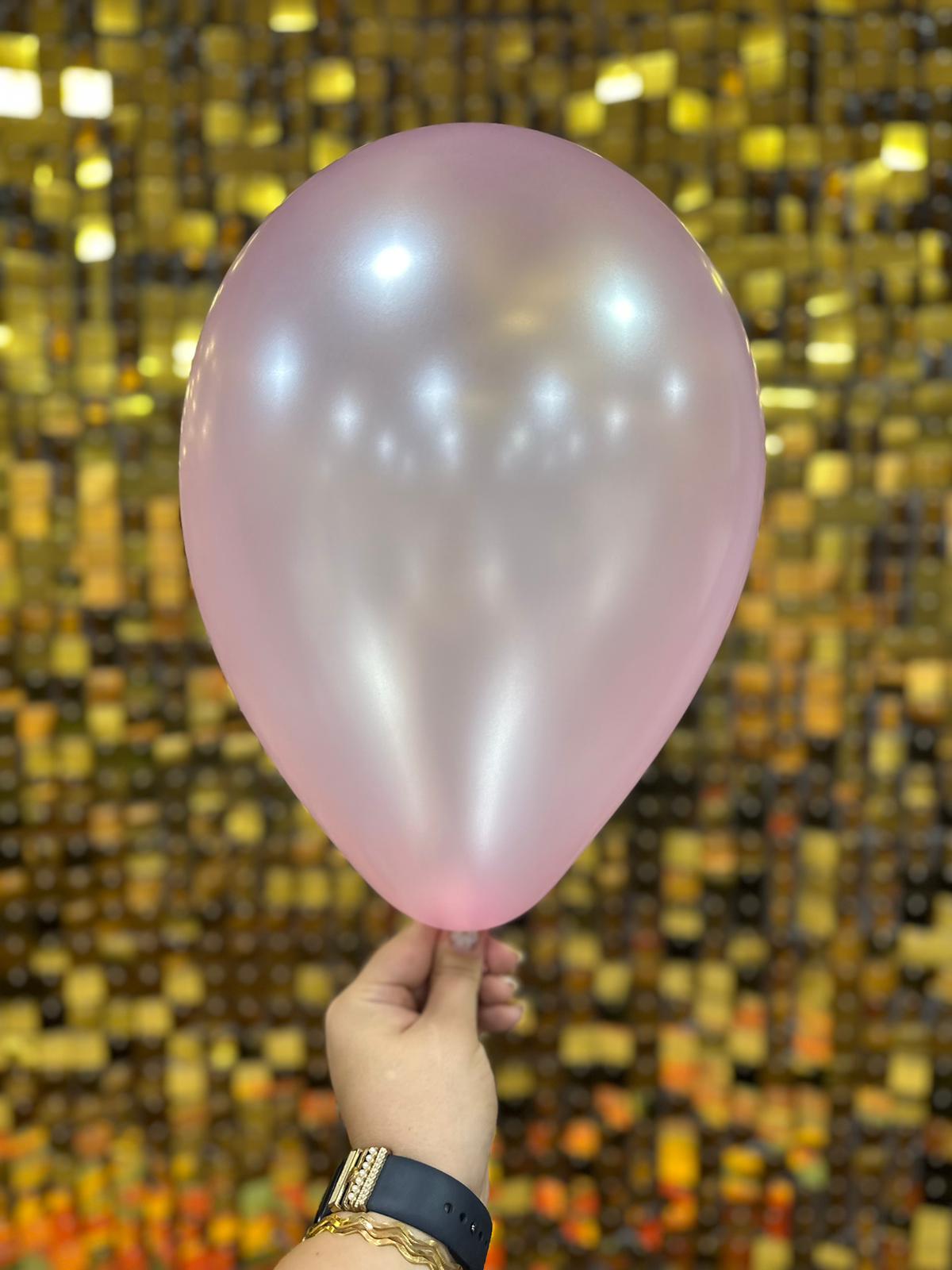 12" Metalik Dekorasyon Balonu Şeker Pembe  - 100 Adet