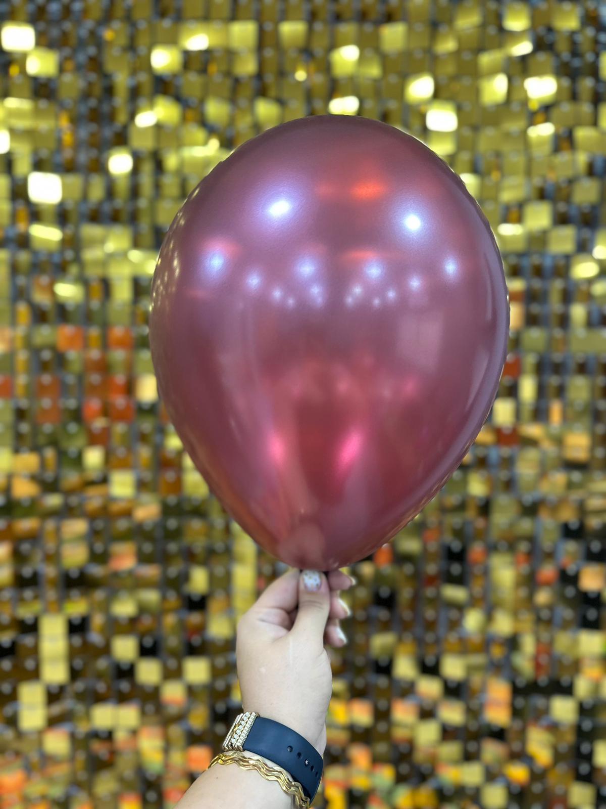 12" Metalik Dekorasyon Balonu Bordo  - 100 Adet